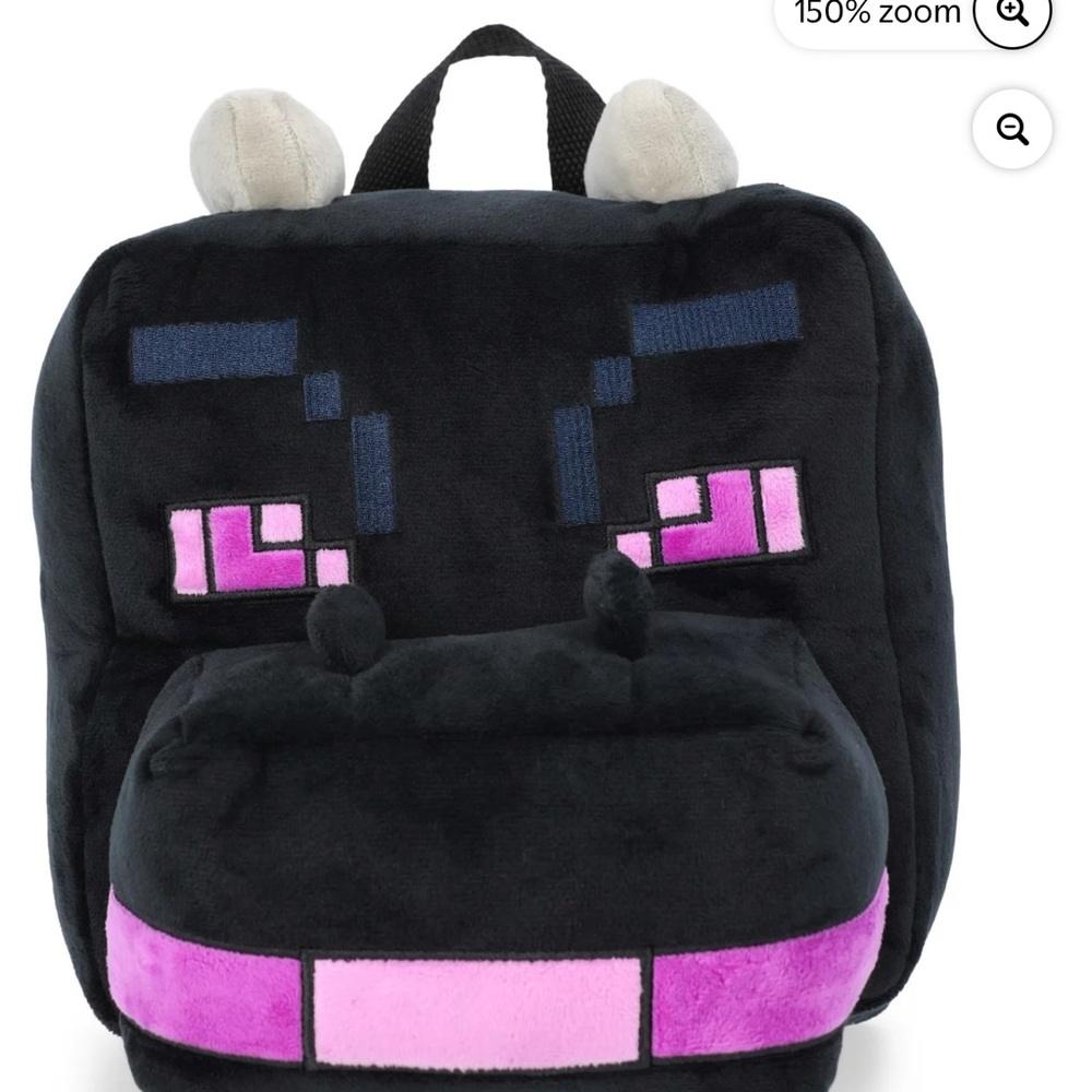 Minecraft Black and Pink Plush Backpack Size 12.5”! NWT!